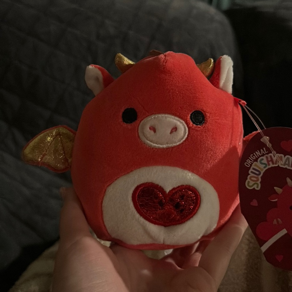 5” Baiden Valentine’s Day dragon squishmallow heart belly pink red